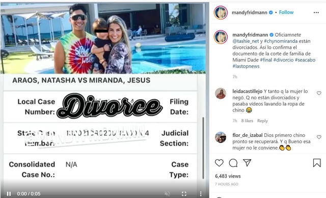 Se confirma el divorcio de Chyno Miranda y Natasha Araos. Foto: captura de Instagram