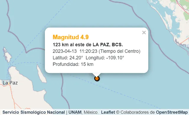  Último temblor registrado en México hoy, 13 de abril. Foto: SSN   