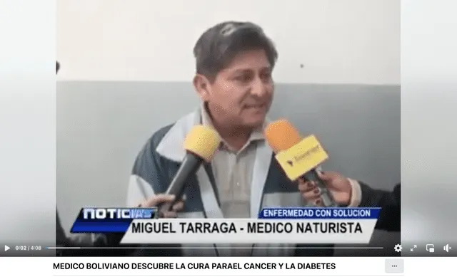 Video viral muestra una entrevista a Miguel Tárraga Ruiz, quien ha sido presentado como un “médico naturista” que descubrió “la cura contra el cáncer y la diabetes”. Foto: captura LR/Facebook.   