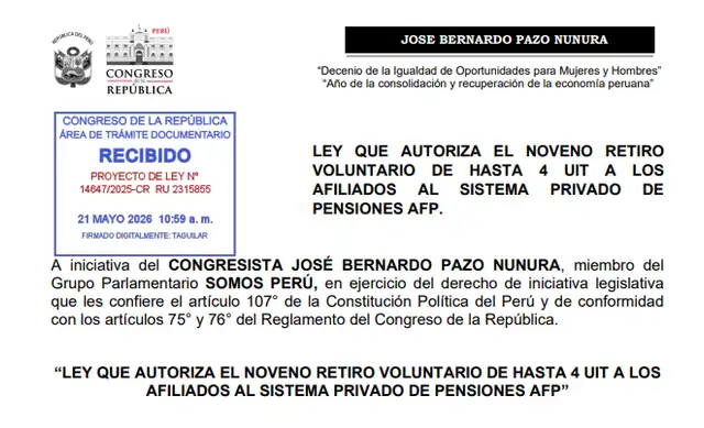 El nuevo proyecto propone que los afiliados dispongan de fondos para enfrentar deudas y apoyar a pequeñas empresas. La entrega se realizará en un plazo de 60 días tras la solicitud.