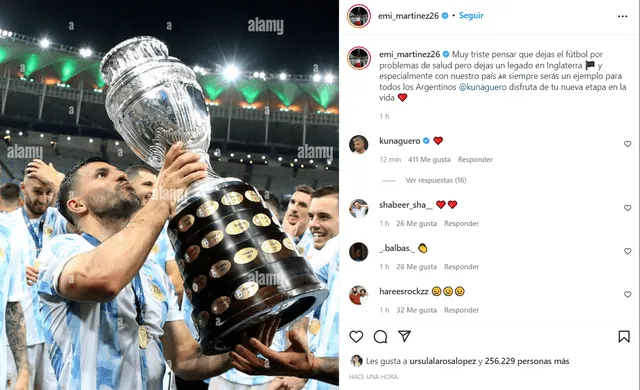 Los mensajes de apoyo a Sergio Aguero tras anunciar su retiro. Foto: captura Instagram