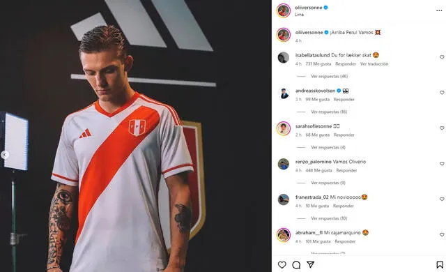 Publicación de Oliver Sonne en Instagram. <strong>Foto: captura</strong>   