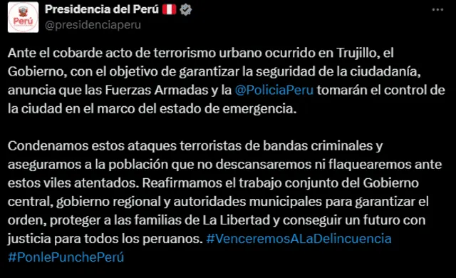  Gobierno se pronunció tras explosión en Ministerio Público de Trujillo 