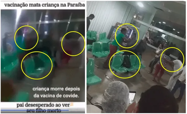 Comparación entre el video que relaciona la muerte de un menor con la vacuna contra la COVID-19 y las imágenes que muestran la reacción de una persona al enterarse que sus familiares fallecieron en febrero de 2019. Fuente: Elaboración propia.