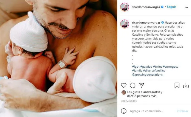 Mensaje de Ricardo Morán a sus hijos. Foto: captura/Instagram