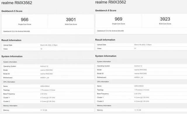 El Realme GT Neo3 se filtra en Geekbench con 12 GB de memoria RAM