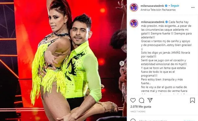 Milena Zárate se pronuncia tras discusión con Santi Lesmes en Reinas del show. Foto: captura/Instagram