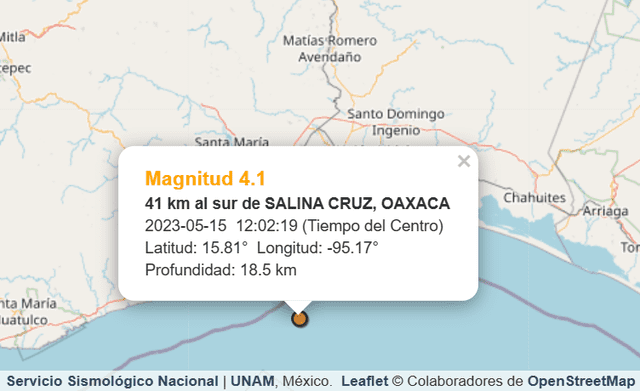 Último temblor registrado en México. Foto: SSN.