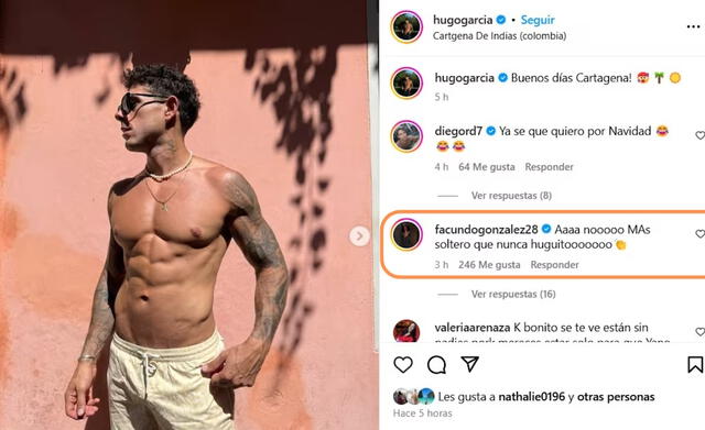  El comentario de Facundo González que despertó sospechas sobre la relación de Hugo García. Foto: Instagram   