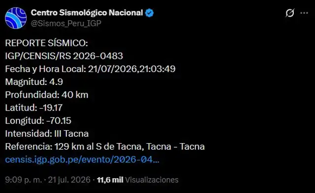 Temblor en Tacna Temblor en Tacna