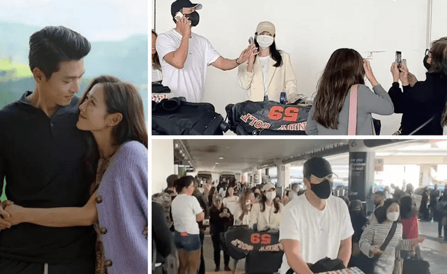 Hyun Bin y Son Ye Jin aeropuerto de Los Ángeles, fans, luna de miel, boda