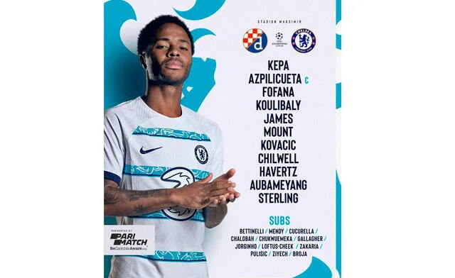 Alineación del Chelsea. Foto: captura de Chelsea.