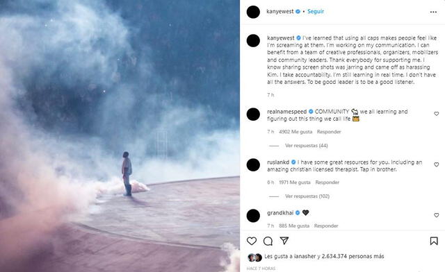 El rapero usó sus redes para dar su manifiesto. Foto: Kanye West