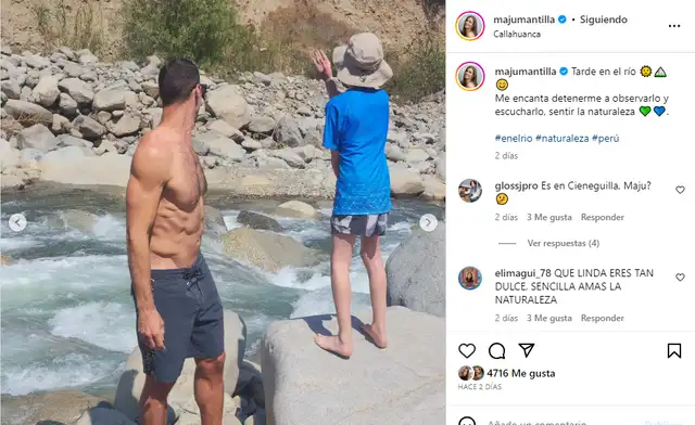'Maju' Mantilla y su esposo aprovechan la naturaleza. Foto: captura de Instagram   