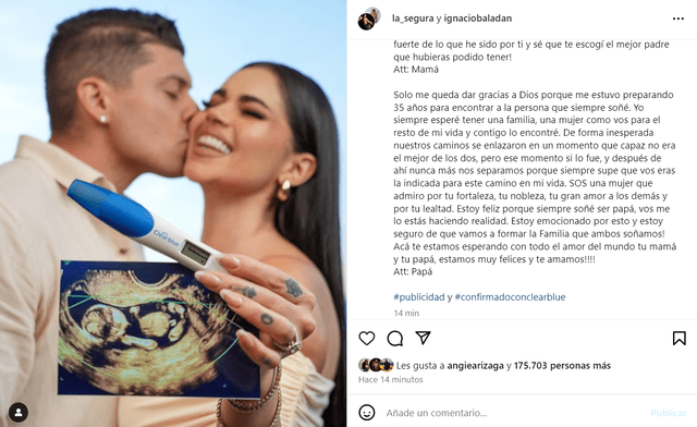 Ignacio Baladán y Natalia Segura son felicitados por sus seguidores. Foto: Instagram   