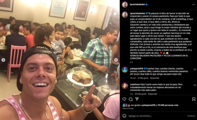  Ignacio Baladán anuncia cierre de su negocio. Foto: Captura Instagram   