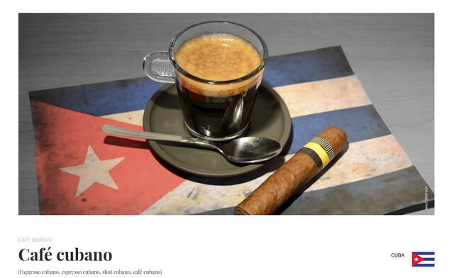 El café cubano, conocido como 'cafecito', obtuvo una calificación de 4.6 sobre 5. Foto: Taste Atlas. El café cubano, conocido como 'cafecito', obtuvo una calificación de 4.6 sobre 5. Foto: Taste Atlas.