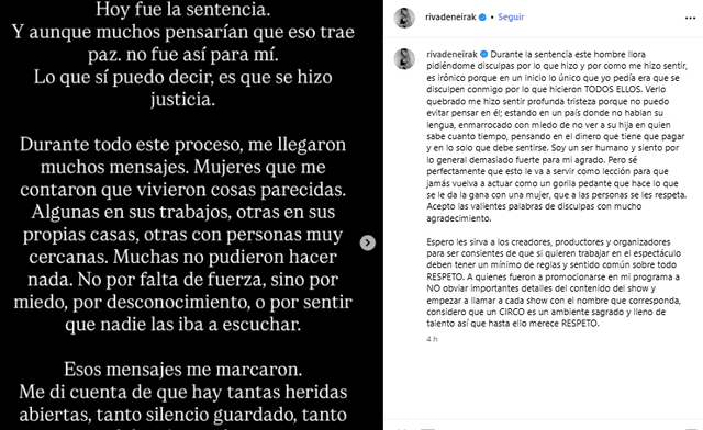 Mensaje de Korina Rivadeneira. Foto: Instagram Mensaje de Korina Rivadeneira. Foto: Instagram