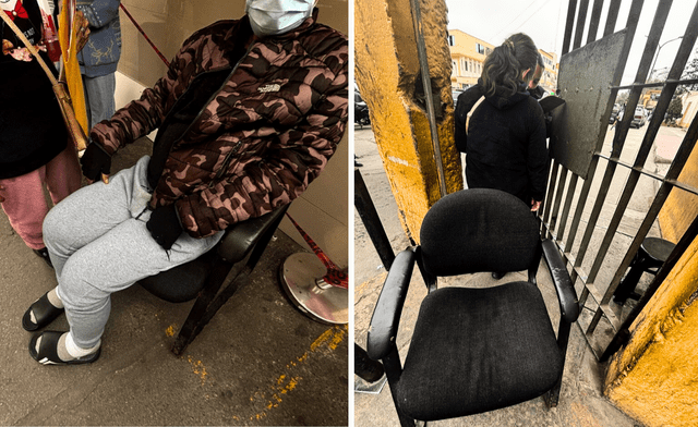 Silla que llevaron para que el paciente pudiera sentarse. Foto: composición LR/ Cortesía. Silla que llevaron para que el paciente pudiera sentarse. Foto: composición LR/ Cortesía.