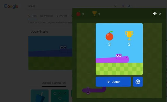 Jugar Snake en Google