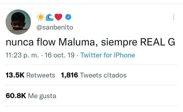16.10.2019 | Tuit de Bad Bunny. Foto: captura San Benito/Twitter
