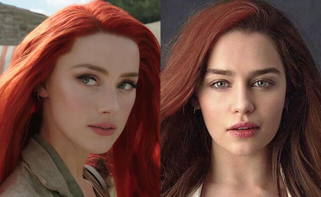 Amber Heard se quedaría sin interpretar a Mera en Aquaman 2 y en redes sociales piden que Emilia Clarke sea su reemplazo.