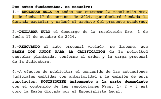 Anulan medida cautelar a favor de María Vidal   