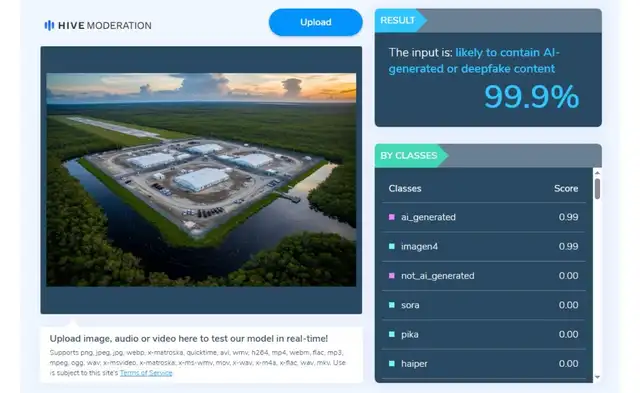 <em>Resultado de la evaluación en Hive Moderation. Foto: captura de Google</em>   