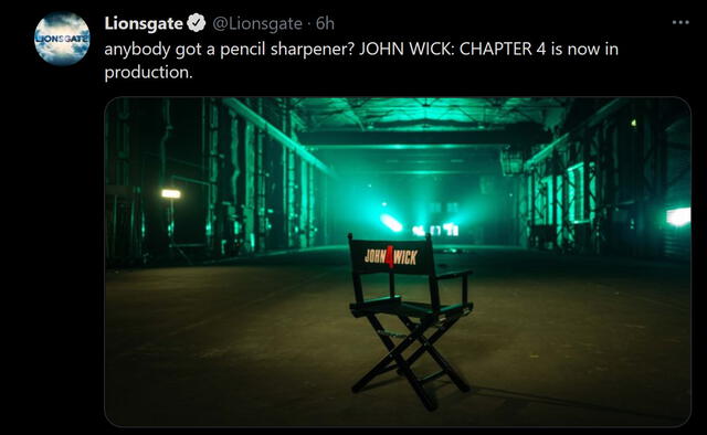 John Wick 4 empezará proceso de rodaje. Foto: Twitter/@Lionsgate