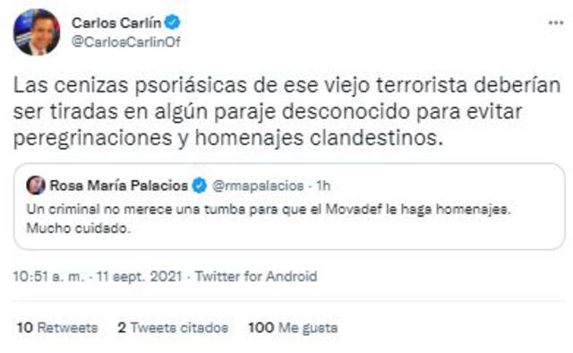 Carlos Carlín Twitter Abimael Guzmán