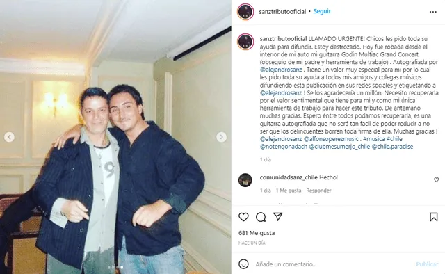 Cristian Díaz pide a sus seguidores difundir su post para poder recuperar su guitarra, la cual tiene un valor especial para él. Foto: Cristian Díaz/Instagram