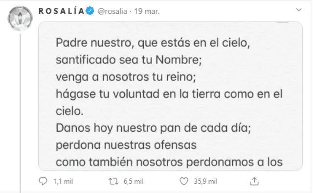 Foto captura: Rosalía Twitter