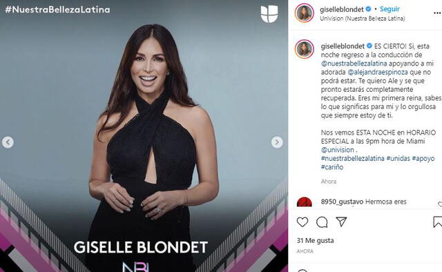Nuestra Belleza Latina 2021 da la bienvenida a Giselle Blondet. Foto: Instagram
