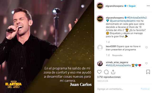 Juan Carlos Rey de Castro es uno de los favoritos. Foto: Captura de Instagram.