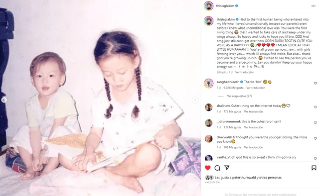  Hermanos Gia Kim y Lee Sang Heon de pequeños. Foto: captura de Instagram/ThisIsGiaKim   