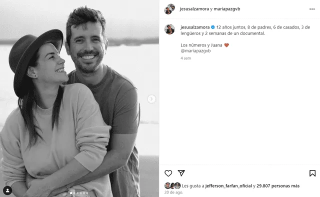 Jesús Alzamora publica foto con María Paz. Foto: Instagram   