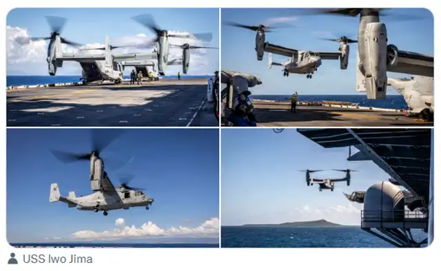  Operaciones de vuelo a bordo del USS Iwo Jima. Foto: @USFleetForces/X<br>    