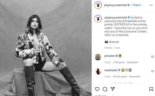 Mia Khalifa regresa a los desnudos de la mano de Playboy para hacerle competencia a OnlyFans. Foto: Playboy /Instagram