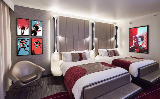 Habitaciones en el nuevo hotel de Marvel en Disney París