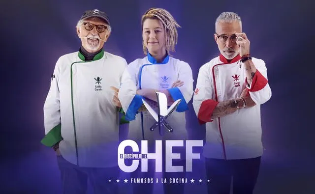 Ennio Carota, Carolina Bazán y Sergi Arola son los tres chefs que lideran los equipos y deciden en cada programa. Foto: Instagram / @discipulochv