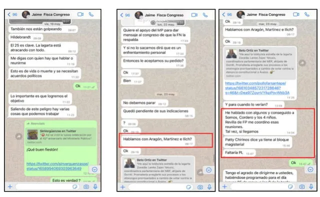  Chats revelan que Patricia Chirinos impulsaba a congresistas para votar a favor de destituir a Zoraida Ávalos. Foto: fuentes LR   