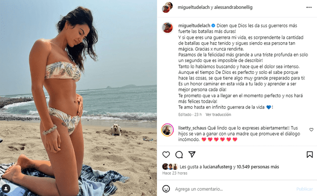  Esposo de Alessandra Bonelli le dedica sentido mensaje. Foto: Instagram   