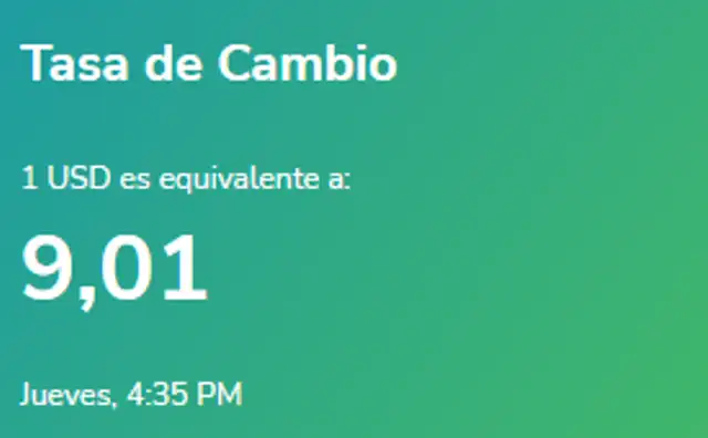 Yummy Dólar, otro de los portales del mercado paralelo en Venezuela, muestra una tasa de cambio de Bs. 9,01.