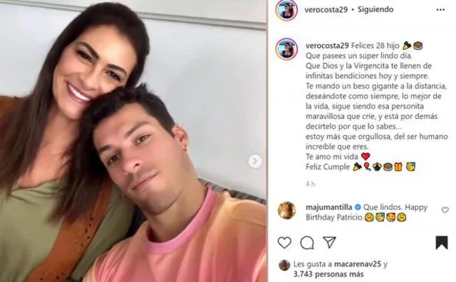 Publicación de Verónica Costa en Instagram por el cumpleaños de Patricio Parodi. Foto: captura de Instagram/Verónica Costa