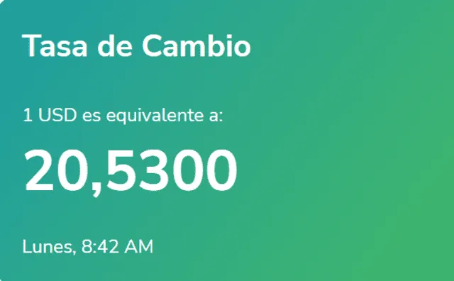 El portal de Yummy Dólar estableció el precio del dólar en Venezuela a 20,53 bolívares. Foto: captura/yummy-dolar.web.app