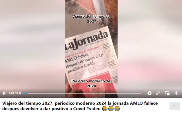  Publicación realizada en agosto de 2022 que muestra la actual portada viral sobre el supuesto fallecimiento de AMLO. Foto: captura LR/Facebook.    