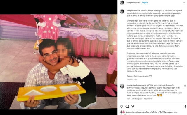  Hija de Tula Rodríguez conmovió a sus seguidores con este post. Foto: Instagram/Vale Carmona   