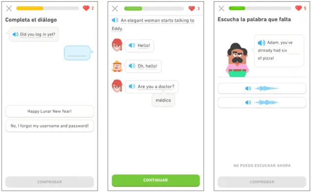  Así funciona la aplicación de Duolingo. Foto: Duolingo   