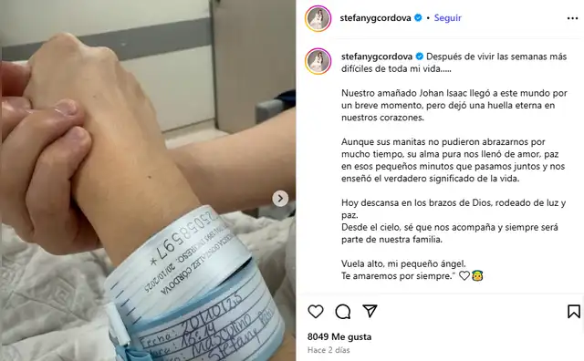 Mensaje que compartió Stefany González. Foto: captura Instagram   