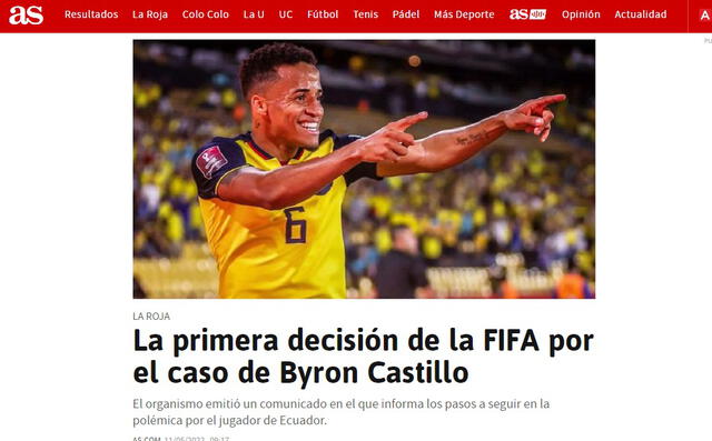 As de Chile informó sobre caso Byron Castillo